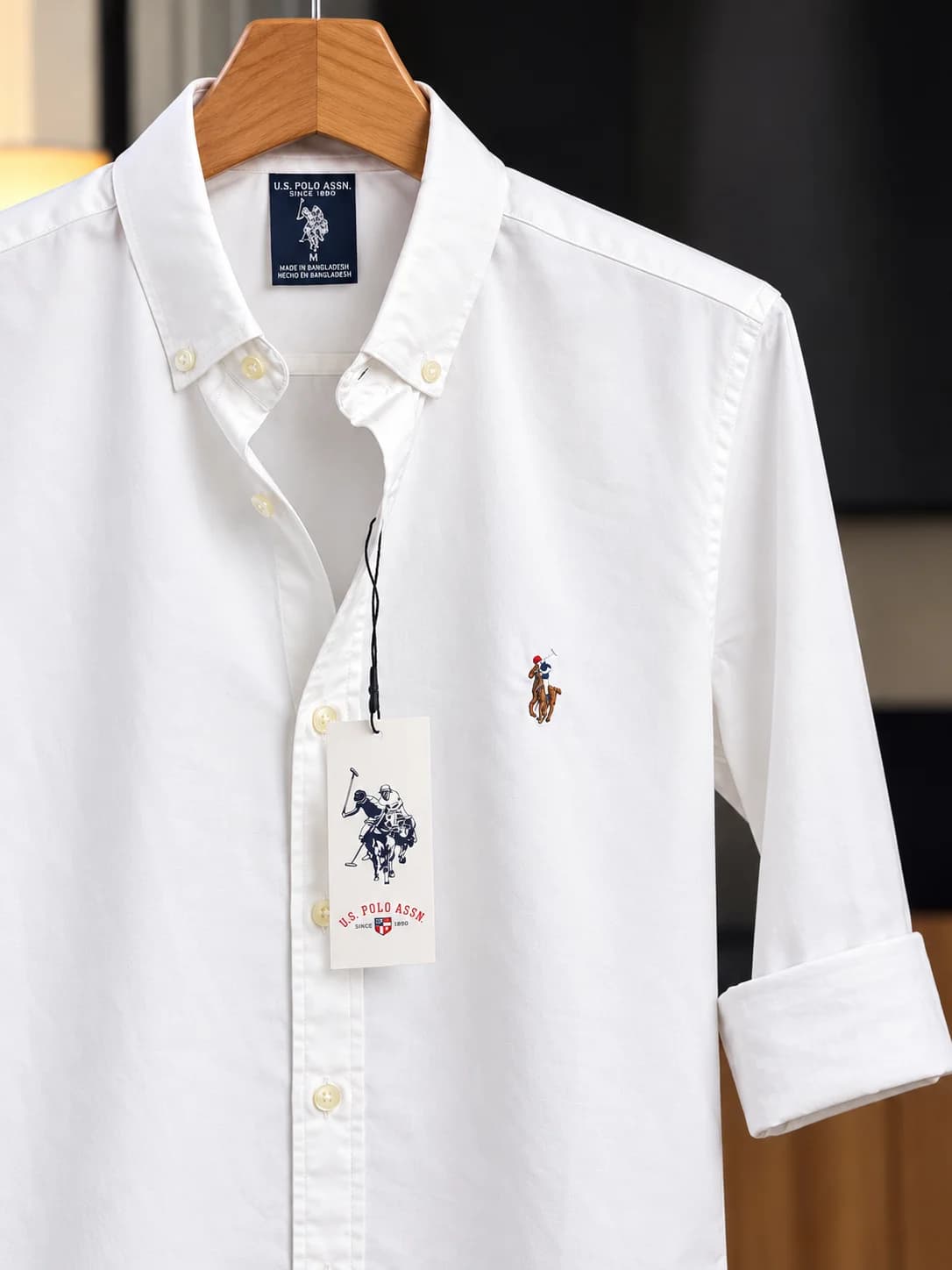 Men’s premium white U.S. Polo Assn. shirt with embroidered logo