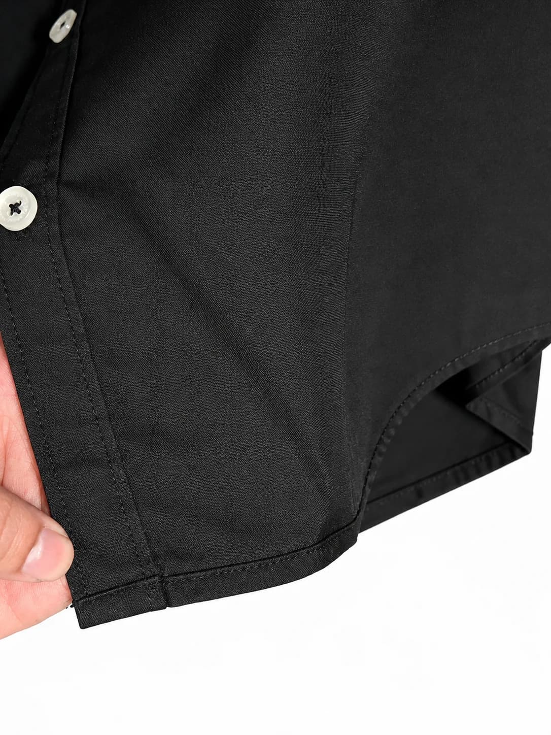 Lacoste Premium Black Men's Long Sleeve Shirt Folded Display with Button-Down Collar, Adjustable Cuffs and Embroidered Crocodile Logo