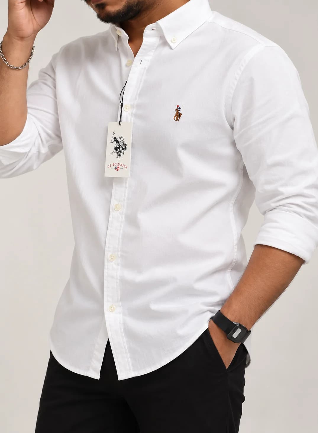 U.S. Polo Assn. premium white shirt for casual and semi-formal wear